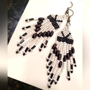 Black and White Earrings- Handmade
